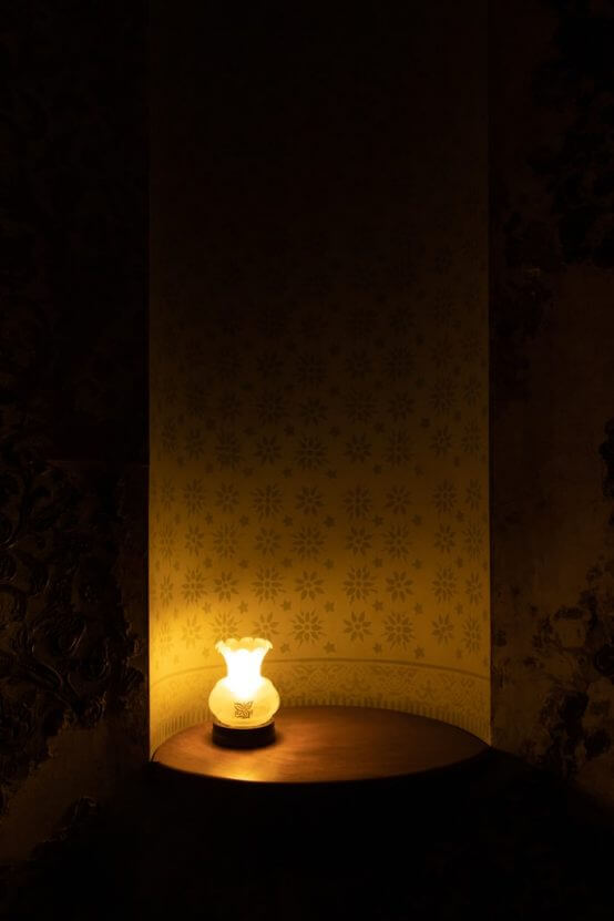 A small light in a dark room